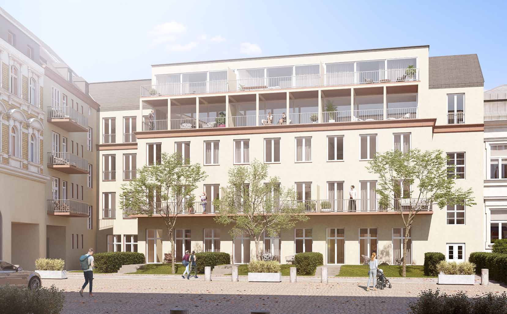Moderne Hofseite & Balkone